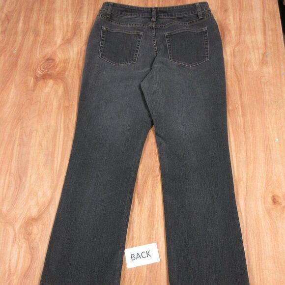 COLDWATER CREEK Classic Waist ShapeMe Straight Leg Jeans Sz 8 PETITE Black Denim - Picture 12 of 16